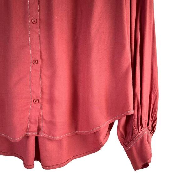 Joie Saiyuri Button Down Drapey Blouse Shirt in Desert Spice Orange, Size Medium - Picture 7 of 14